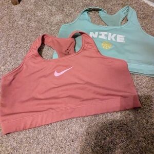 Nike Pink and Teal Sports Bra Duo